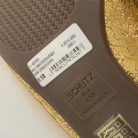 SCHUTZ Arissa  Metallic Gold Leather Ballet Flats Size 8 NEW - Picture 8 of 11